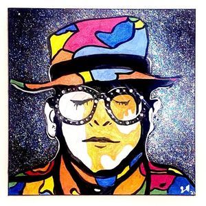 Elton John 20”x20” Canvas Painting by Nashville Artist Original EGOT